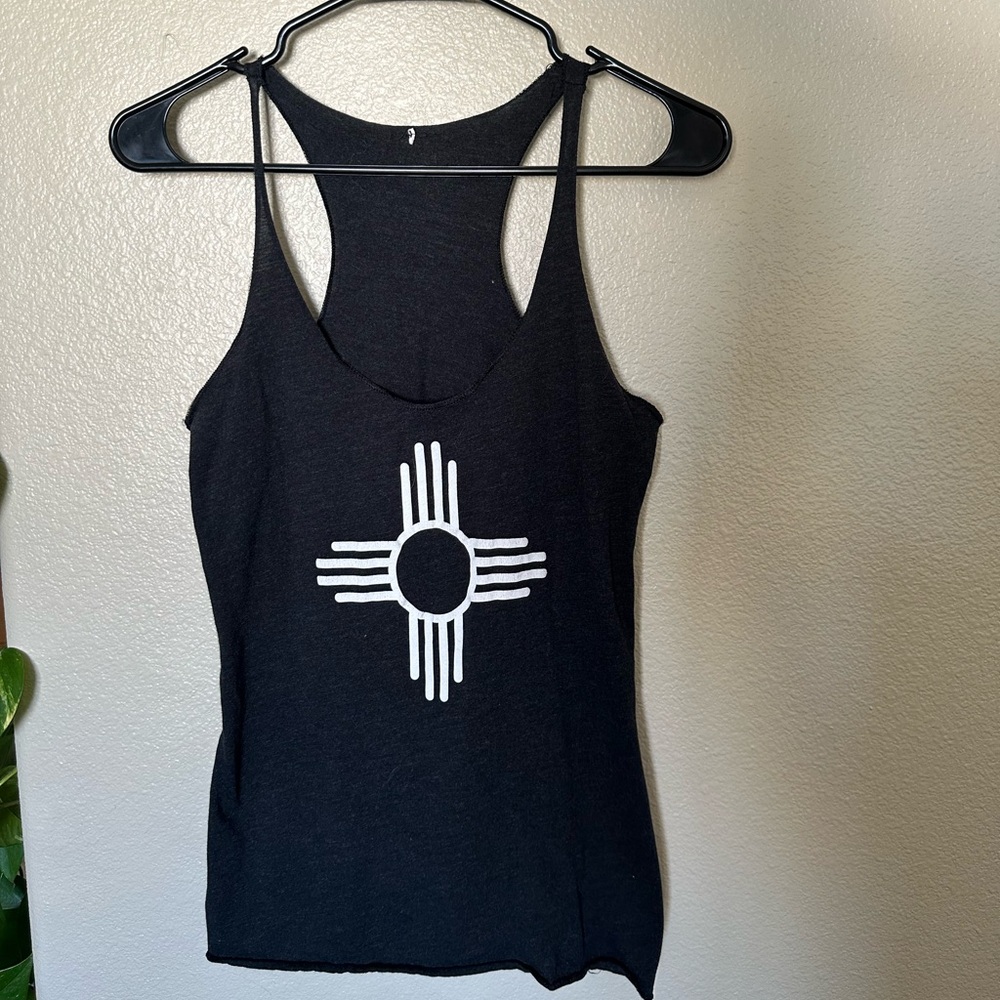 Black Tank Top with White Zia Symbol